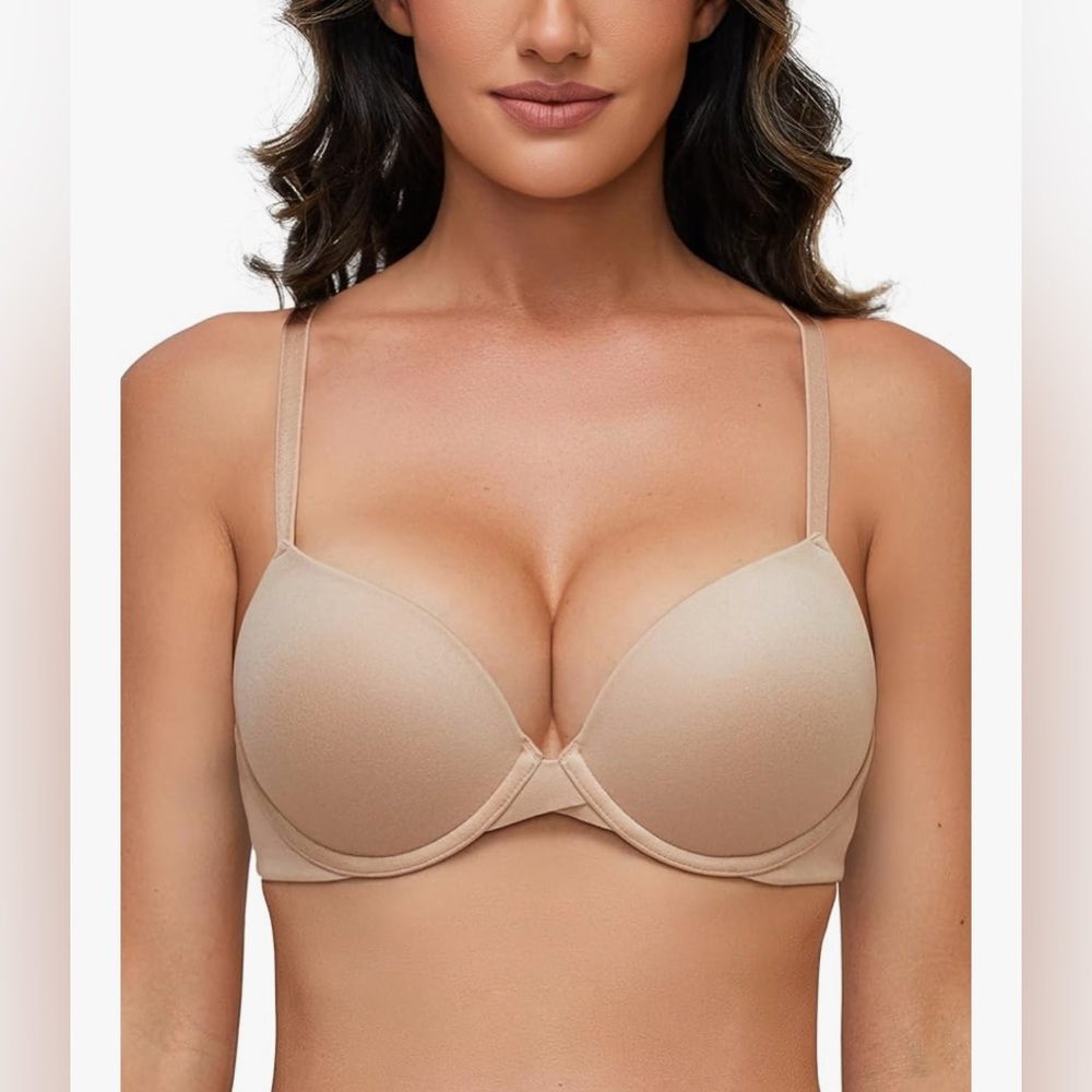 Deyllo W210 Women’s Push Up Bra Soft Padded Underwire Bra T-Shirt 36B